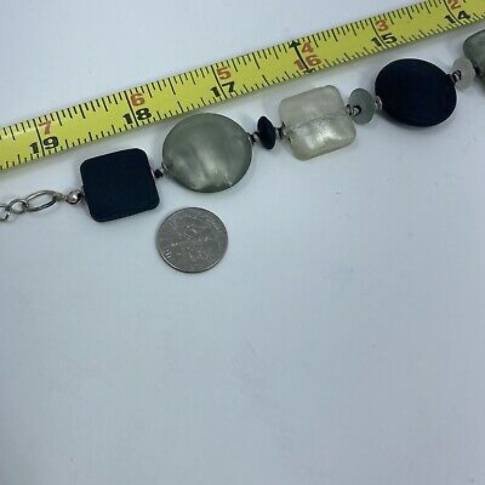 Glass Square Circle Black Statement Necklace Ital… - image 8